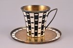coffee pair, silver, 916 standard, total weight of items 128.70, cloisonne enamel, gilding, h (cup)...