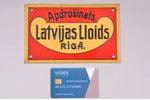 tablet, insurance company, Latvian Lloid in Riga, metal, Latvia, the 20-30ties of 20th cent., 10.8 x...