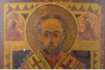 ikona, Svētais Nikolajs Brīnumdarītājs, dēlis, gleznojums, Krievijas impērija, 32.6 x 24.5 x 2.4 cm...