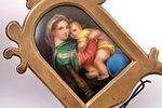 icon, Mother of God, brass, painting on porcelain, 1868, size with frame 10.7 x 6.8 x 0.8 cm...
