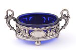 saltcellar, silver, silver weight 87.55, with glass insert, 5.7 x 11.5 x 5.4 cm, J.D.Schleissner & S...