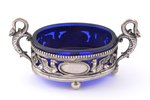 saltcellar, silver, silver weight 87.55, with glass insert, 5.7 x 11.5 x 5.4 cm, J.D.Schleissner & S...