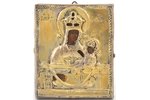 ikona, Vissvētā Dievmāte "Ļauno siržu remdētāja", dēlis, gleznojums, zeltījums, baltais metāls, Krie...