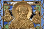 icon, Saint Nicholas the Wonderworker, copper alloy, 5-color enamel, by Rodion Khrustalev, Russia, t...