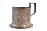 tea glass-holder, "Troika", B. Henneberg, Warszawa, silver plated, metal, Russia, Congress Poland, t...