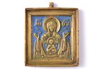 icon, Our Lady of the Sign (Orante), copper alloy, 1-color enamel, Russia, the 19th cent., 6.5 x 5.4...