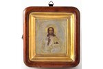 icon, Jesus Christ Pantocrator, in icon case, board, silver, painting, guilding, engraving, 84 stand...