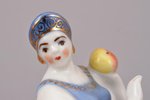 statuete, Ķēniņmeita ar ābolu, porcelāns, PSRS, Pervomajska porcelāna rupnīca (Pesočnoje), modeļa au...