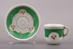 tējas pāris, porcelāns, M.S. Kuzņecova rūpnīca, Rīga (Latvija), Krievijas impērija, 1872-1887 g., Ø...