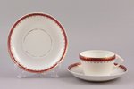 tējas pāris, ar rezerves šķīvīti, porcelāns, Gardnera porcelāna rūpnīca, Krievijas impērija, 19. gs....