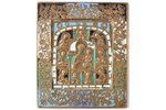 икона, Богоматерь с Деисусом и избранными святыми, медный сплав, 5-цветная эмаль, Российская империя...