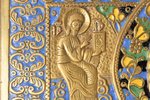 icon, Saint Nicholas the Wonderworker, copper alloy, 5-color enamel, Russia, the 19th cent., 26.9 x...