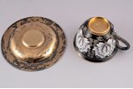 tea pair, silver, 925 standard, total weight of items 194, cloisonne enamel, gilding, h (cup) 5 cm,...