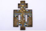 крест, Распятие Христово, медный сплав, 6-цветная эмаль, Российская империя, 2-я половина 19-го века...