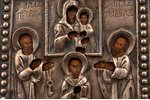 icon, Theotokos, Nicholas and the apostles Peter and Paul, board, silver, painting, Russia, end of t...