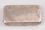 кошелёк, серебро, 84 проба, общий вес изделия 82.3, штихельная резьба, 8.5 x 4.7 x 1.5 см, 1908-1917...