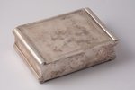 cigar-case, silver, 875 standard, 400 g, engraving, 15 х 10.7 x 4.7 cm, the 30ties of 20th cent., La...