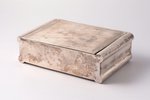 коробка для сигар, серебро, 875 проба, 400 г, штихельная резьба, 15 х 10.7 x 4.7 см, 30-е годы 20го...