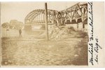 фотография, Рига, разрушенный железнодорожный мост, Латвия, начало 20-го века, 8.7 x 13.6 см...