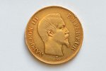 100 франков, 1857 г., A, золото, Франция, 32.08 г, Ø 35 мм, VF, 900 проба...