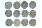 set of 29 coins, 20 kopecks, 1823-1916, silver, silver billon (500), Russia...
