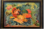 case, lacquer miniature, "Demons", Mstera, USSR, the 2nd half of the 20th cent., 24.5 x 18.5 x 4.5 c...