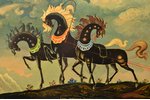 wall decor, lacquer miniature, "Heavenly clouds, eternal wanderers", USSR, the 2nd half of the 20th...