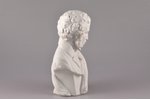 figurine, the bust of Alexander Pushkin, bisque, Riga (Latvia), M.S. Kuznetsov manufactory, 1934-194...