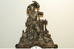mantel colck, with glass dome, gold plated, spelter, h=62,5 cm, in working condition, with key...