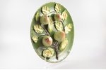 decorative wall dish, "Apples", porcelain, M.S. Kuznetsov manufactory, Russia, the border of the 19t...