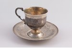 coffee pair, silver, 84 standart, total weight of items 175.35 g, engraving, h (cup, with handle) 8...