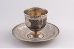 coffee pair, silver, 84 standart, total weight of items 175.35 g, engraving, h (cup, with handle) 8...