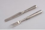 set, fork, knife, silver, 84 standart, total weight of items 133.8 g, 20 cm, Ivan Khlebnikov factory...