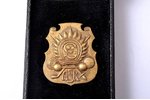 badge, case, Army Sports club, Latvia, 1935, 38 х 32 х 2 (3) mm, small chip on the surface of yellow...