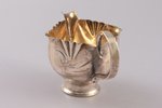cream jug, silver, 84 standard, 76.5 g, engraving, gilding, 7.5 cm, 1898-1907, Moscow, Russia...