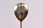 spoon, silver, 84 standard, 13.1 g, engraving, niello enamel, gilding, 13 cm, workshop of Vasily Dmi...