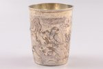 стакан, серебро, 75 г, чеканка, (h/Ø) 8.3 / 6.75 см, мастер Гильдебранд Александр, 1753-1790 г., Мос...