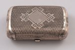 purse, silver, 84 standard, silver weight 81.3, engraving, 8.6 х 5.4 х 2.3 cm, the end of the 19th c...