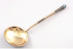 spoon, silver, 84 standard, 69.5 g, cloisonne enamel, gilding, 18.5 х 6 cm, handicraft institution o...