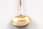 spoon, silver, 84 standard, 69.5 g, cloisonne enamel, gilding, 18.5 х 6 cm, handicraft institution o...
