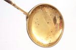 spoon, silver, 84 standard, 67.4 g, cloisonne enamel, gilding, 18.5 х 6 cm, handicraft institution o...