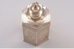 tea-caddy, silver, oriental motif, 84 standard, 403.3 g, engraving, height 15 cm, edge width 4.8 cm...
