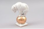 figurine, Bear on golden ball, porcelain, Riga (Latvia), Riga porcelain factory, the 60ies of 20th c...