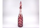 carafe, bicolor glass, the 2nd half of the 19th cent., 40 cm, on the photo there are technological t...