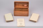 set of playing cards, 2 sets (52 + 52 pcs.), Germany, 1932, 9.2 х 5.9 cm, gold trim on the corners,...