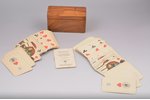 set of playing cards, 2 sets (52 + 52 pcs.), Germany, 1932, 9.2 х 5.9 cm, gold trim on the corners,...