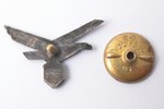 badge, Aeroclub, silver, Latvia, 20-30ies of 20th cent., 22 х 34 mm, 3.05 g...