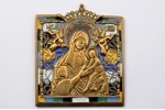 icon, the Mother of God (Strastnaya), copper alloy, 6-color enamel, Russia, the middle of the 19th c...