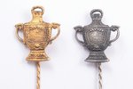 badge, the Football Cup of Ulmanis, silver, guilding, Latvia, 1937, 20.5 x 17.7 mm, 2.35 / 2.40 g, w...