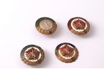 badge, 1st, 2nd, 3rd class in runnig and 3rd class in football, USSR, 50ies of 20 cent., Ø 29 mm, en...